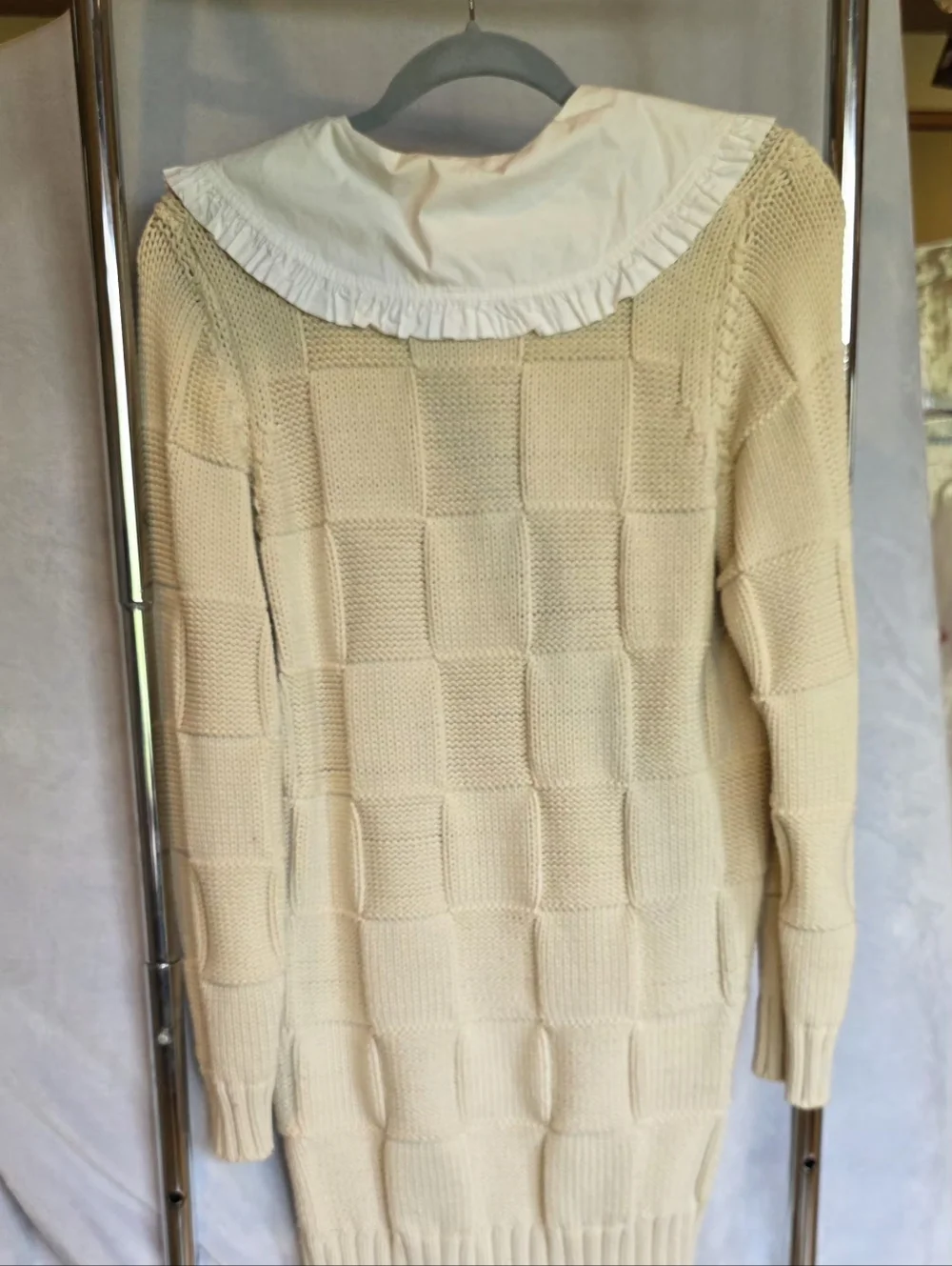 Ganni Chunky Knit Cardigan with Oversized Collar
